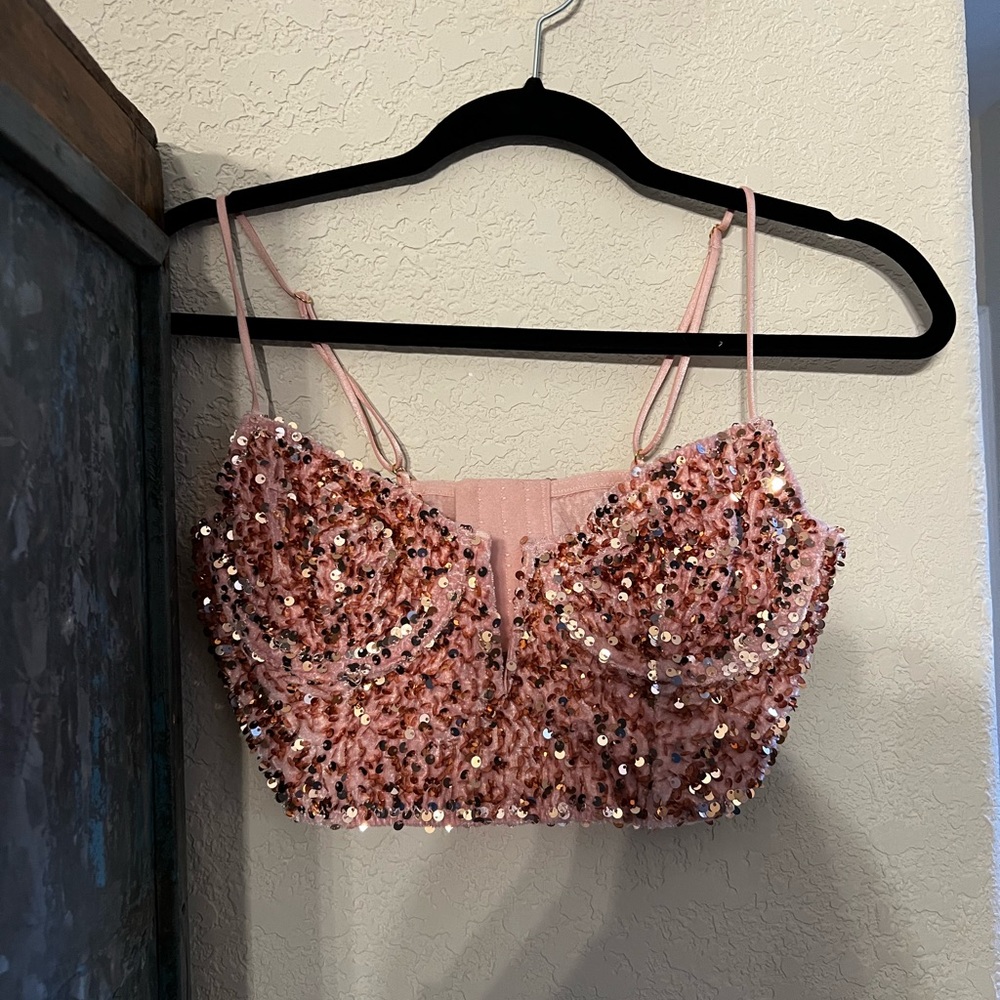 Anthropologie Sequin Corset Top